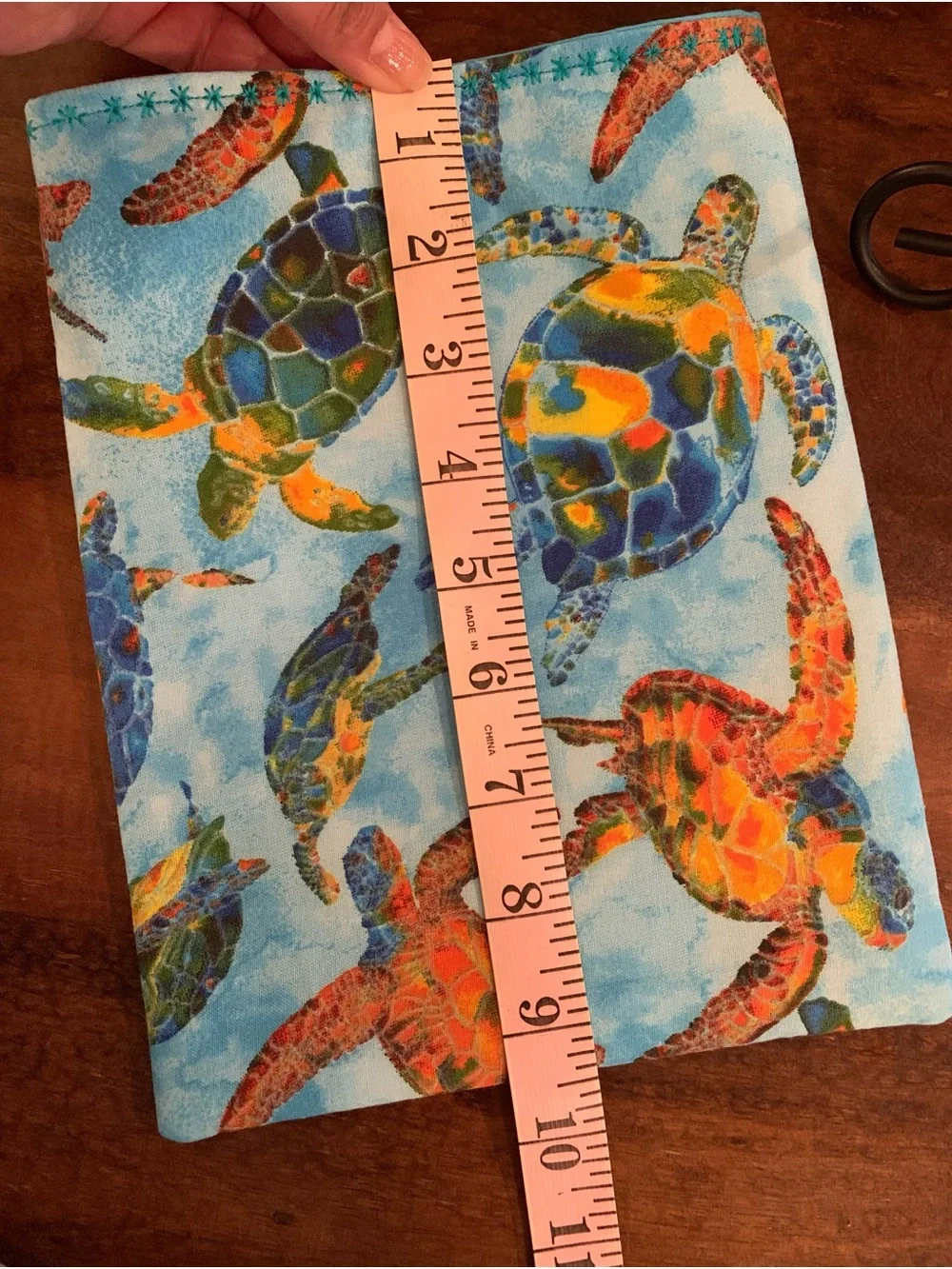 Book Sleeve: Vibrant Sea Turtle Ocean Print - Multicolor - Handmade NWOT